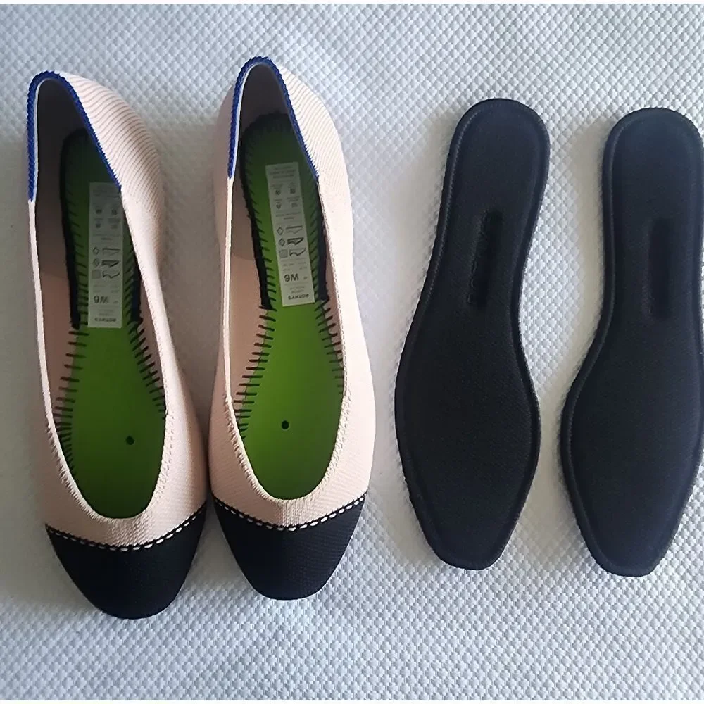 Rothy's Black and soft pink Flats with Elegant Two-Tone Design